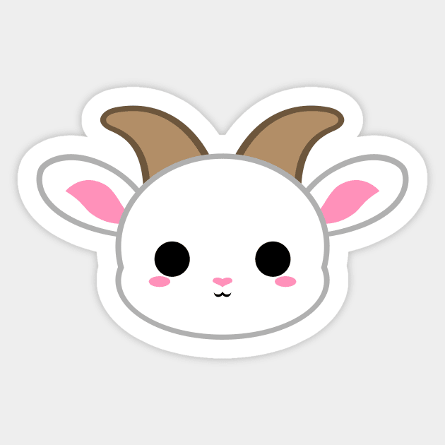 Cute White Goat Sticker by alien3287
